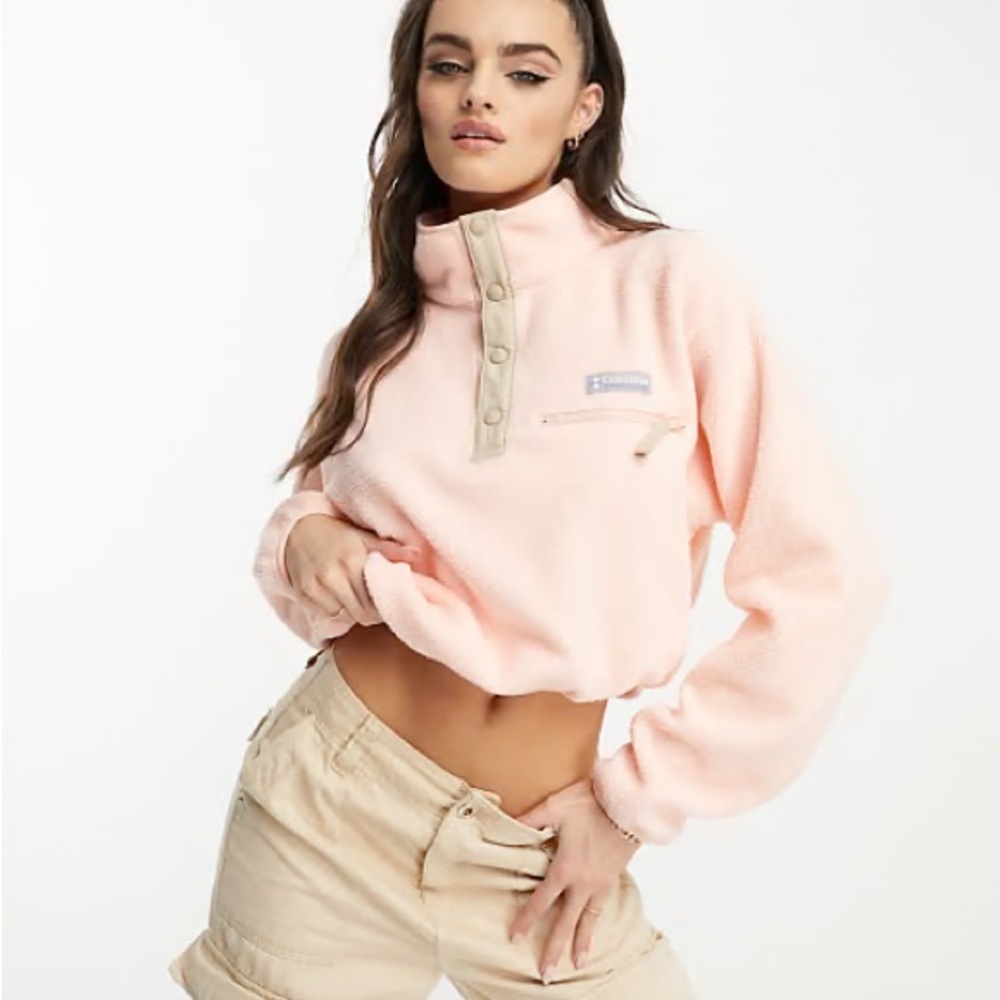 Columbia Helvetia cropped half snap fleece in pink